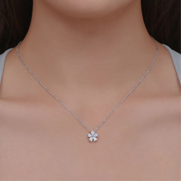Floral Pear Shape Pendant Necklace