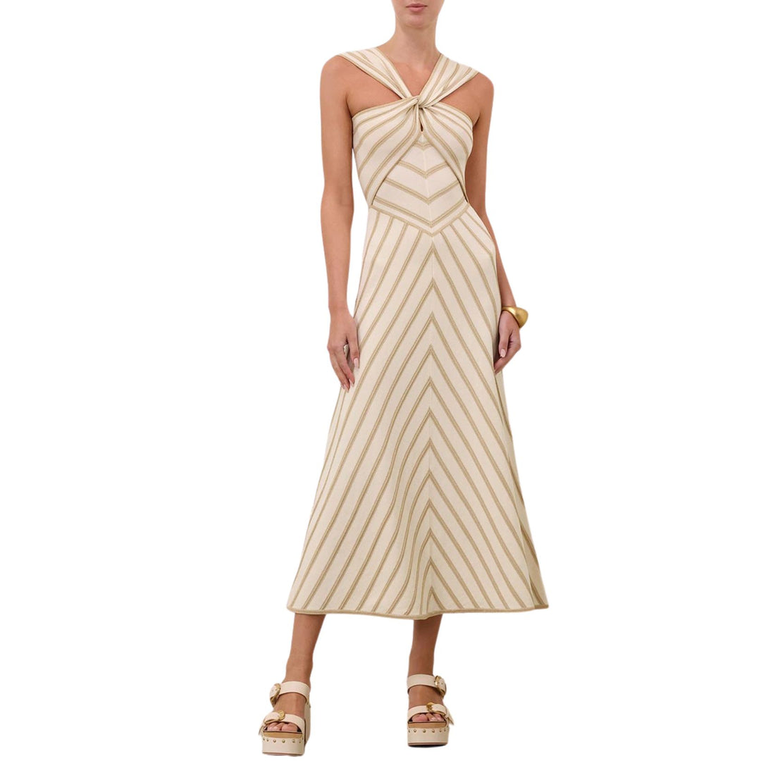 Luna Metallic Halter Dress