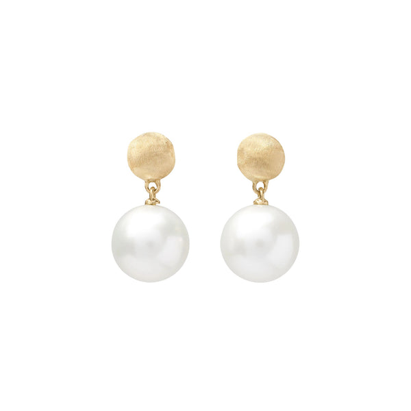 Africa Baroque White Pearl Earrings 18K YG