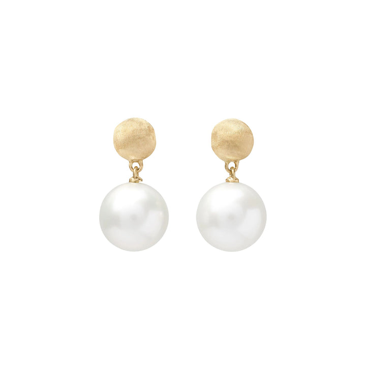 Africa Baroque White Pearl Earrings 18K YG