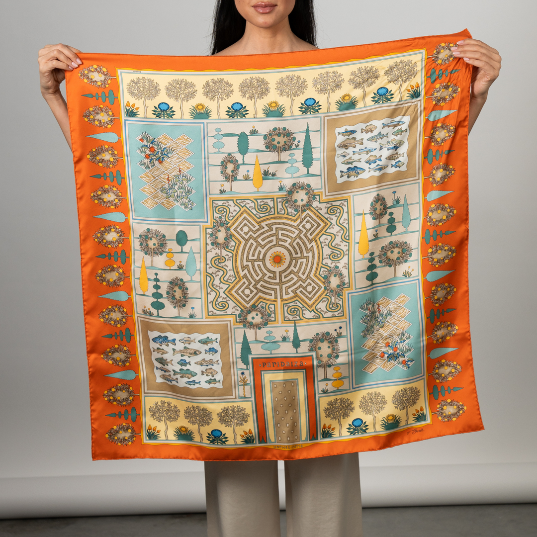 HERMES ORANGE SILK SCARF
