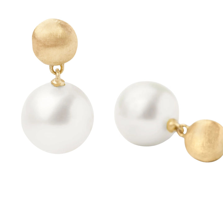 Africa Baroque White Pearl Earrings 18K YG