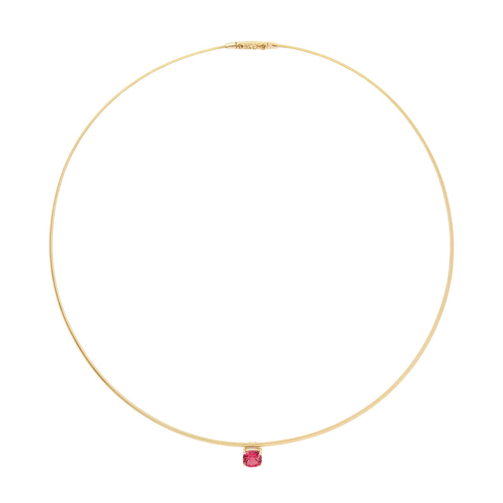 Masai Gold Coil Necklace with Pink Tourmaline Station 18K YG