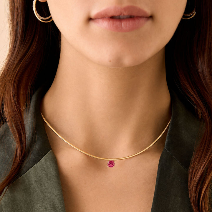 Masai Gold Coil Necklace with Pink Tourmaline Station 18K YG