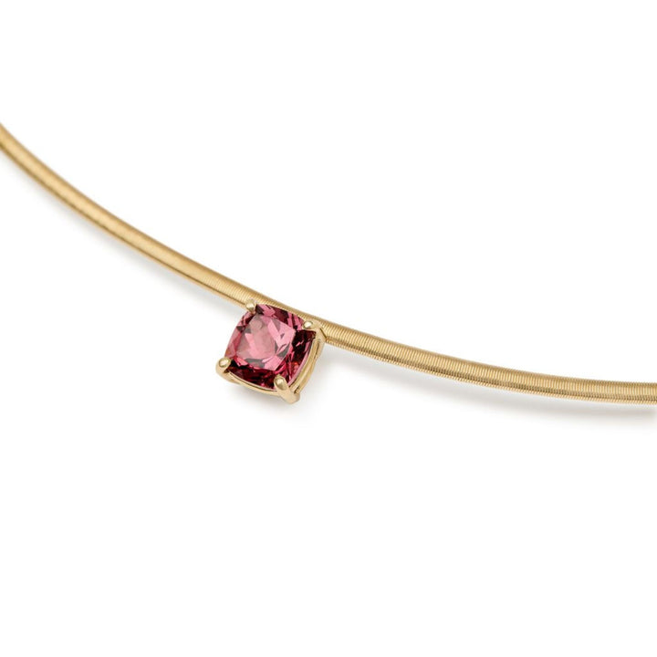 Masai Gold Coil Necklace with Pink Tourmaline Station 18K YG