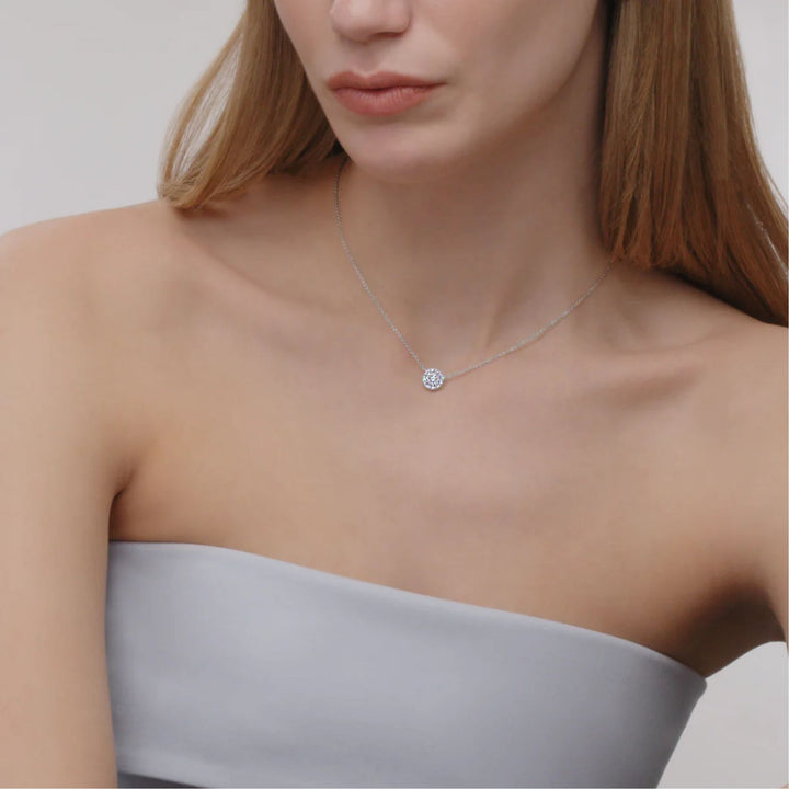 Sunburst Diamond Pendant with Halo