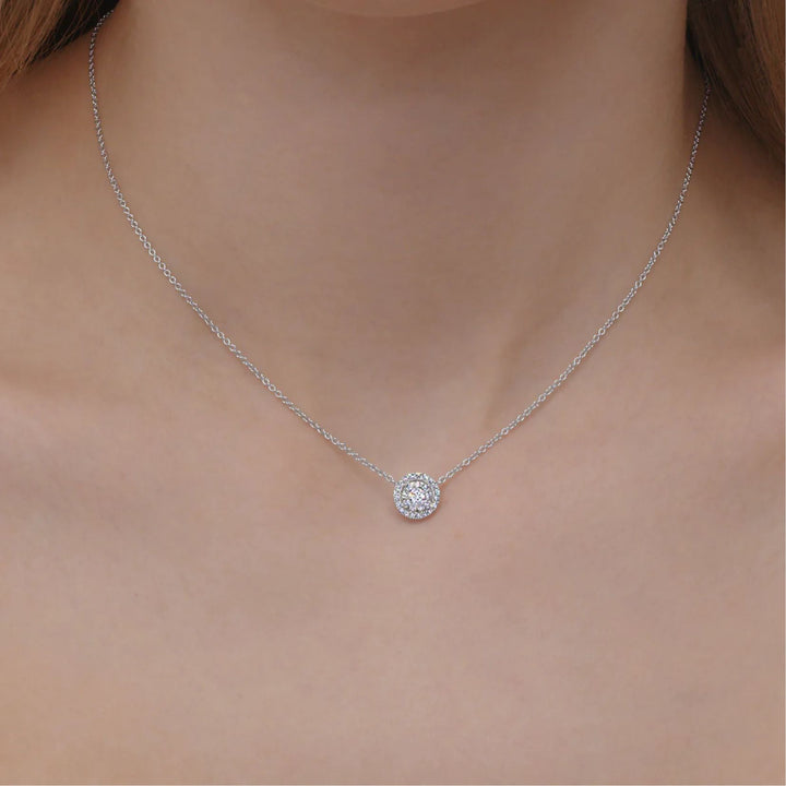 Sunburst Diamond Pendant with Halo