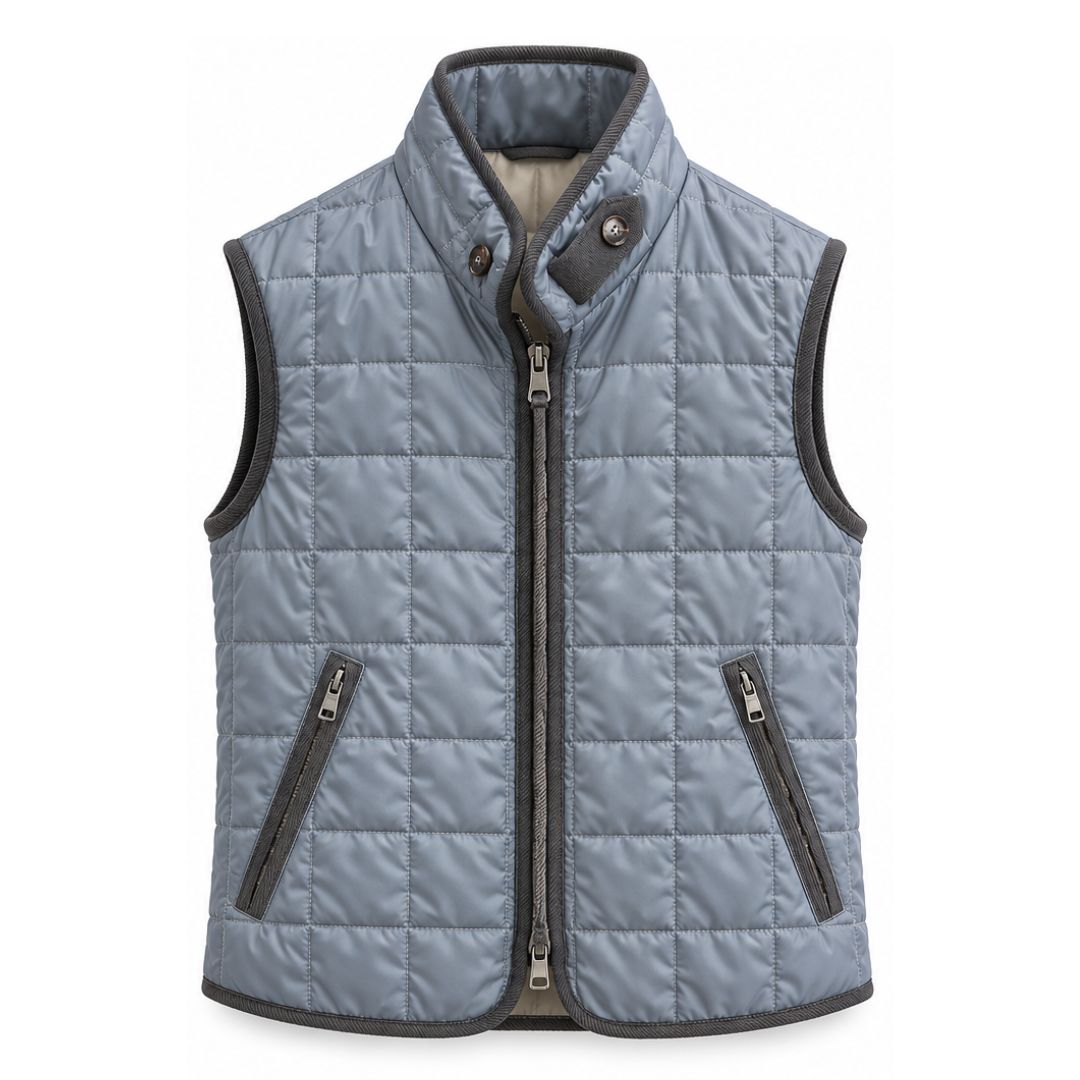 Box Quilt Vest, Silver