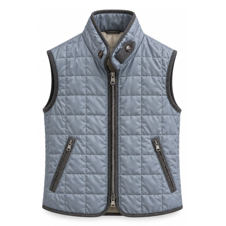 Box Quilt Vest, Silver