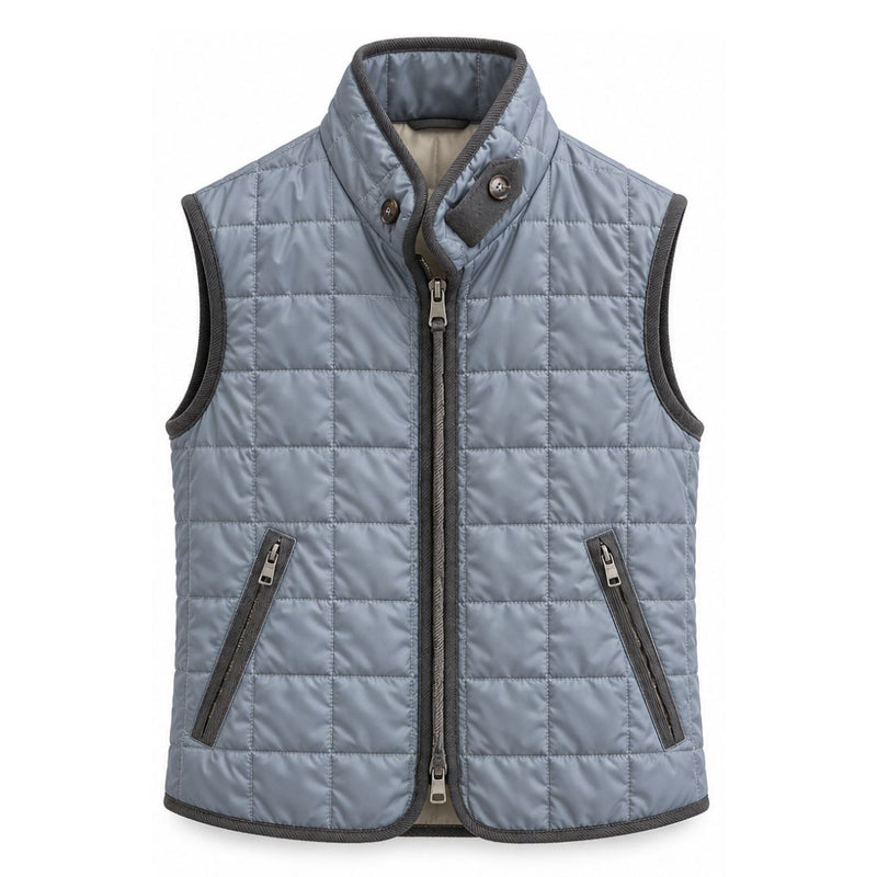 Box Quilt Vest, Silver
