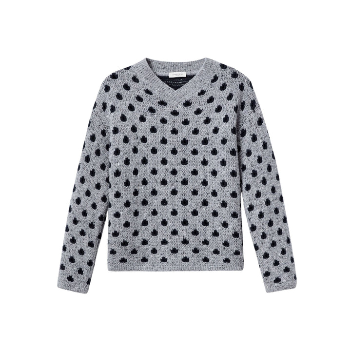 Dot Jacquard V-Neck Sweater