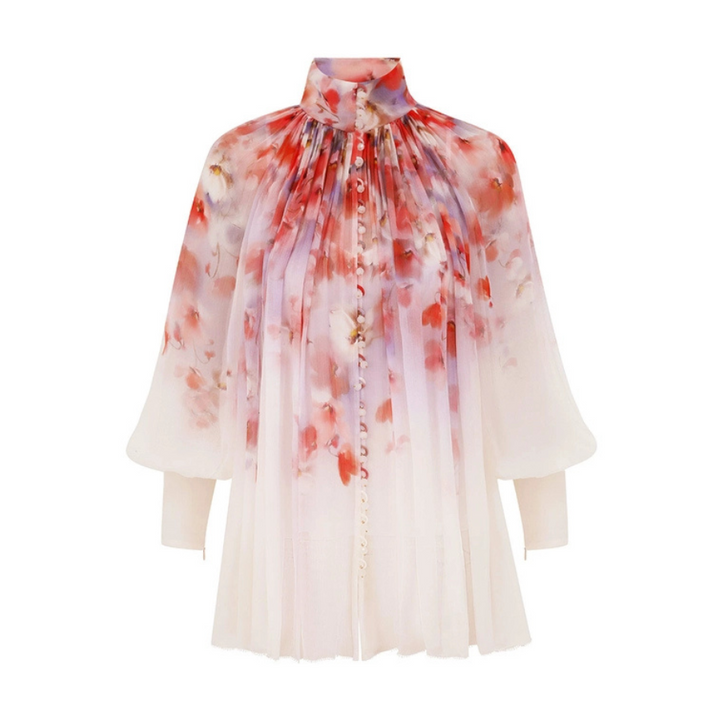 CRUSH SMOCK BLOUSE - SCARLET FLORAL