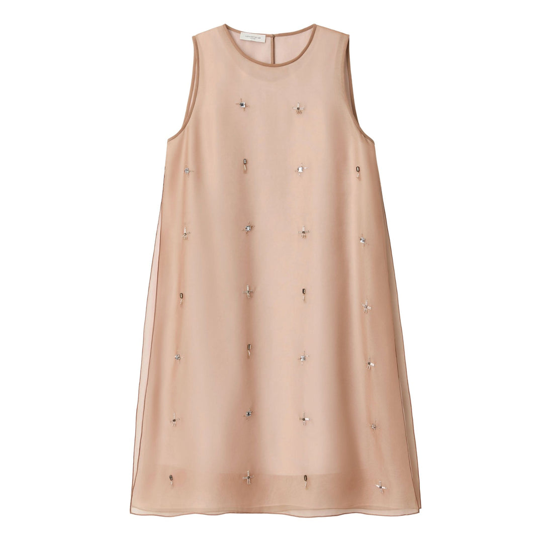 Beaded Silk Organza Shift Dress