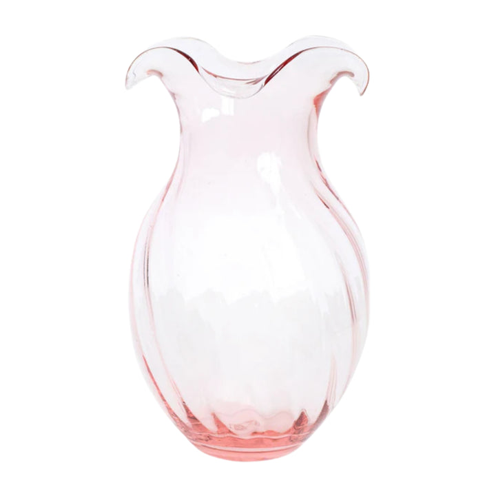Hibiscus Glass Pink Vertical Fluted Large Vase