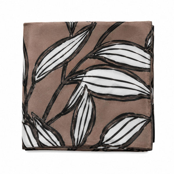 Cocoa Leaf Print Silk Scarf
