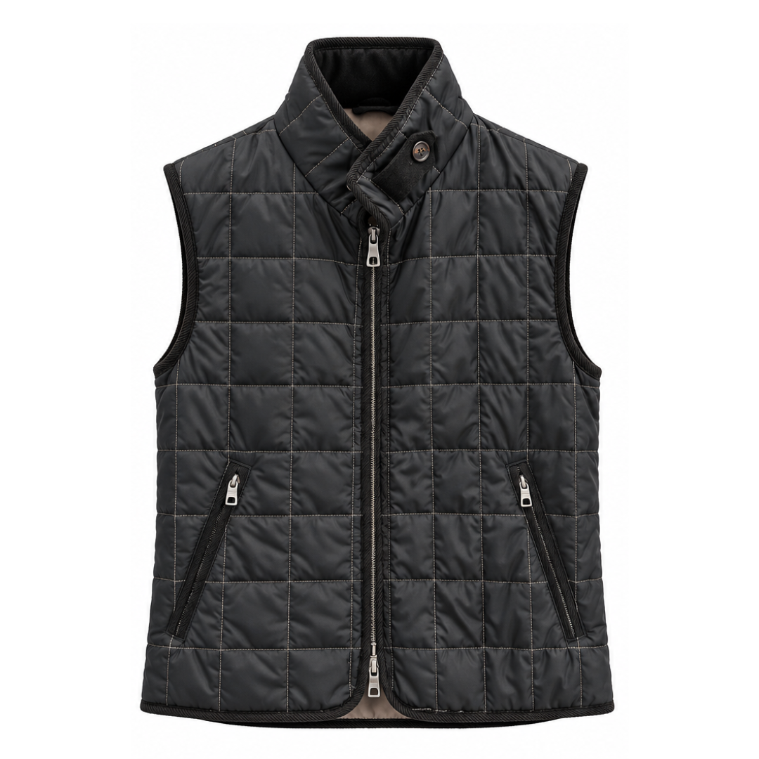 Box Quilt Vest, Black