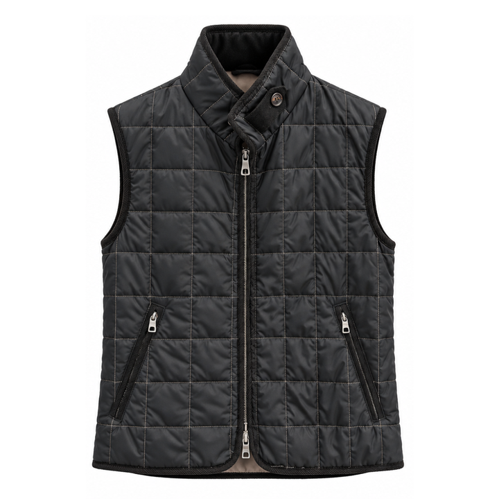 Box Quilt Vest, Black
