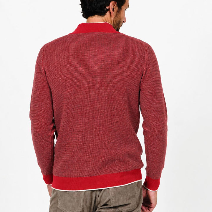 Quarter Zip Cashmere Sweater, Romesco Red