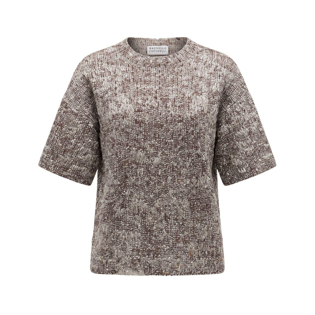 Embellished Short Sleeve Knit Sweater