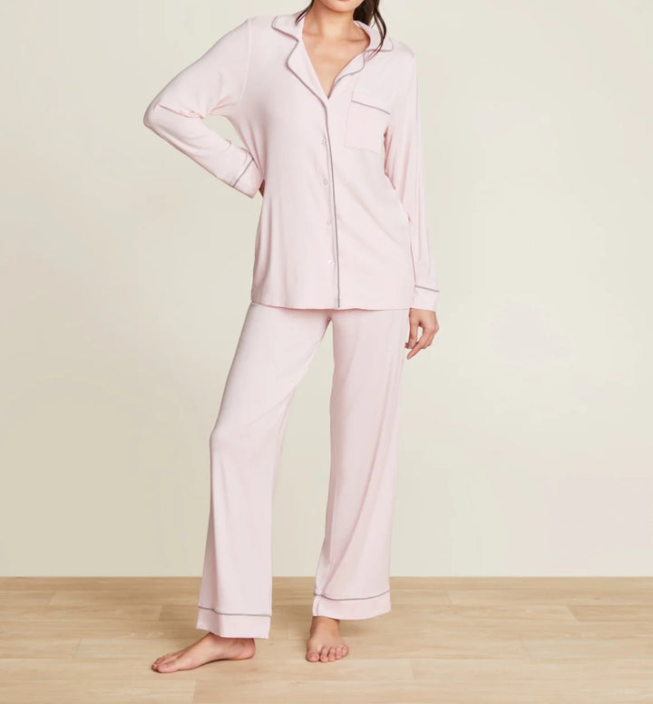Luxe Milk Piped Pajama - Pink