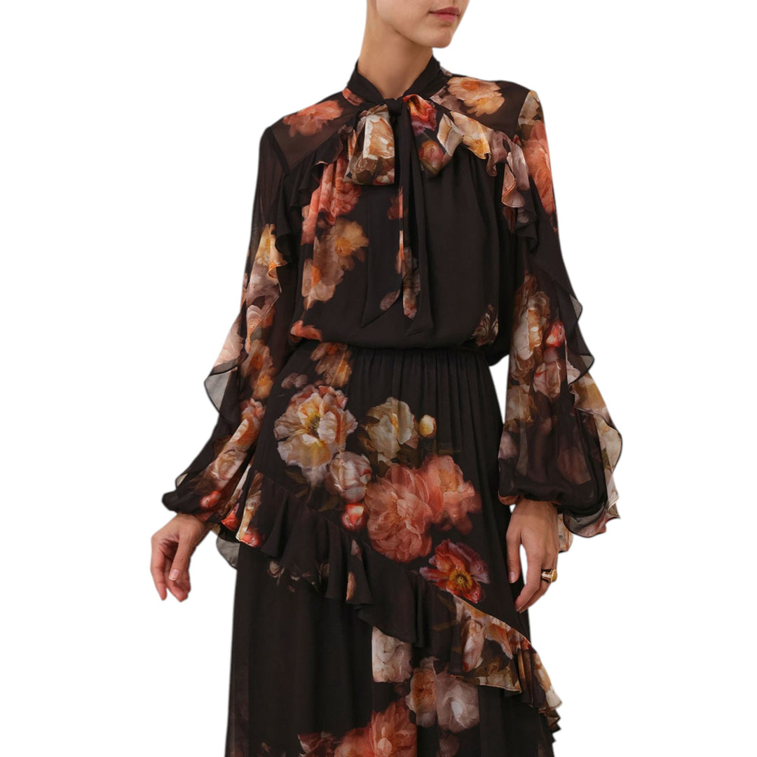 Hypnotic Flutter Blouse in Russet Floral