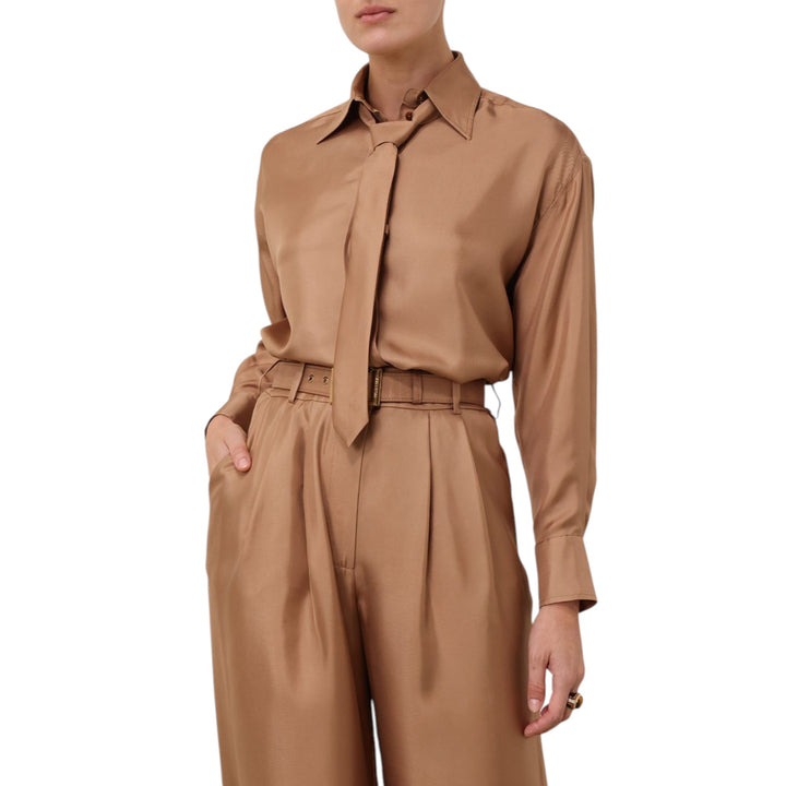 Relaxed Tie Shirt in Biscuit
