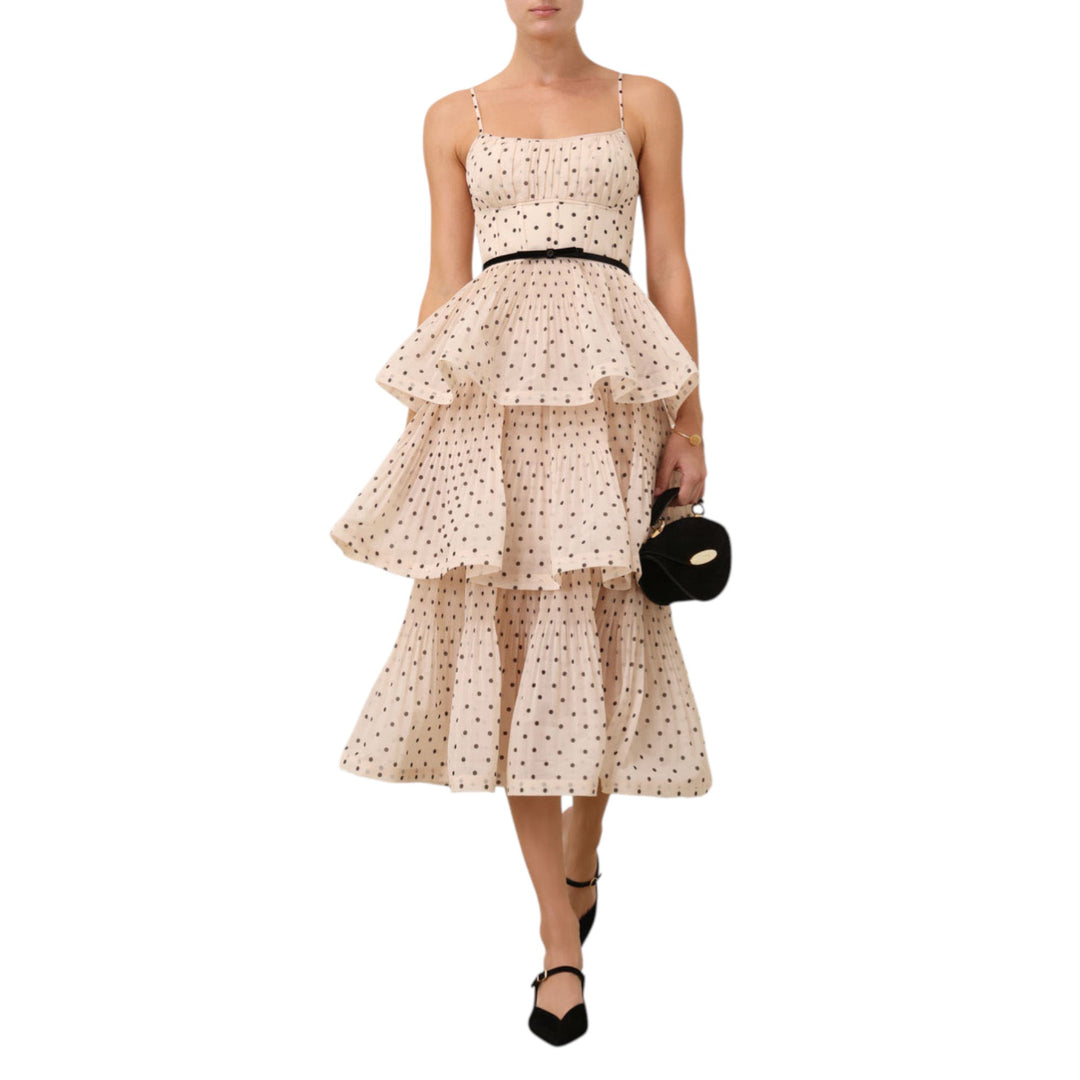 Pleated Tiered Midi Dress
