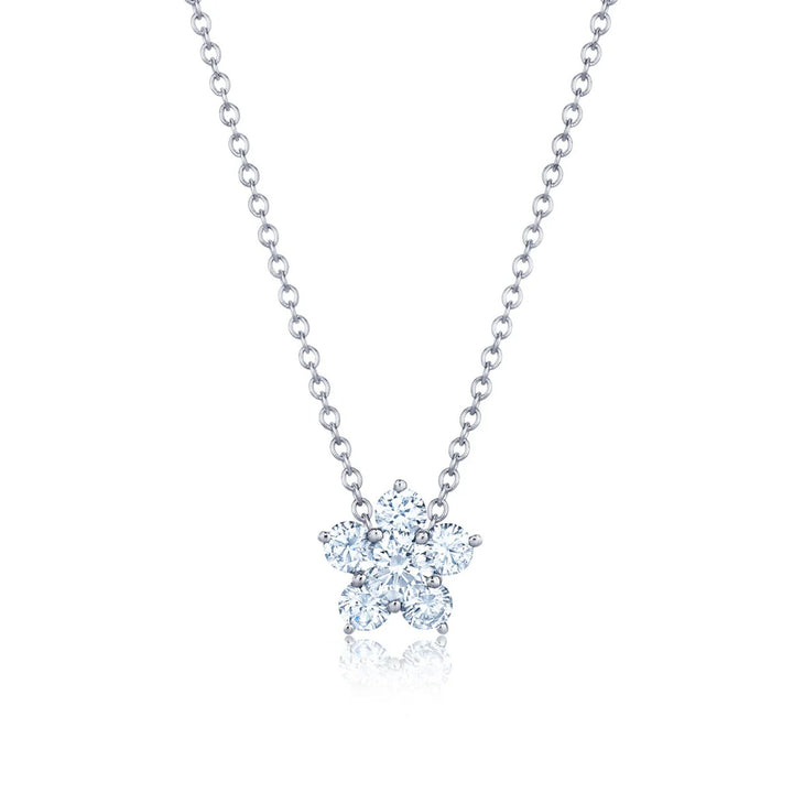 Floral Cluster Diamond Pendant Necklace