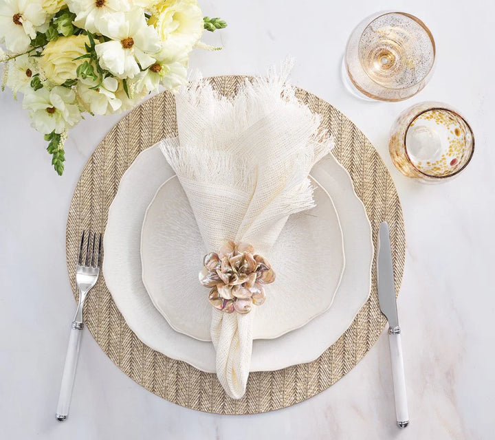 Fringe Napkin in White and Gold - White/Gold - NONE
