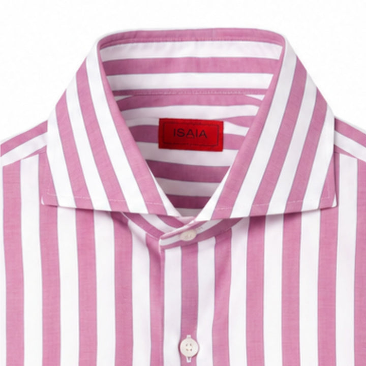 Sport Shirt in Pink and White Stripe