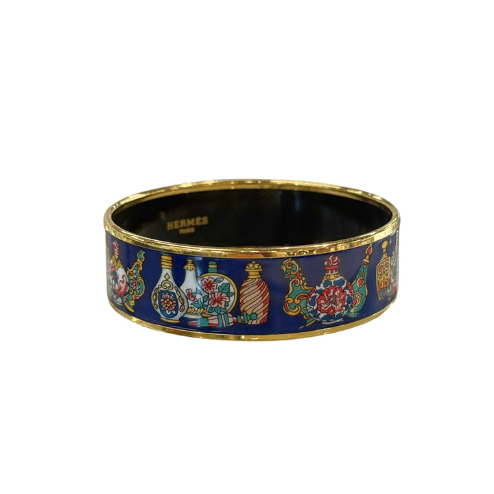 Hermès Wide Enamel Bangle in Blue