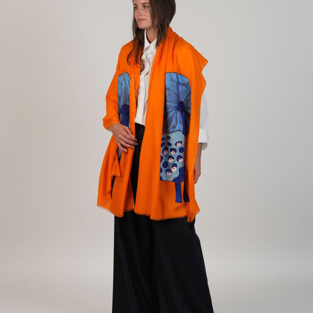 Lotus Stem Embroidered Stole