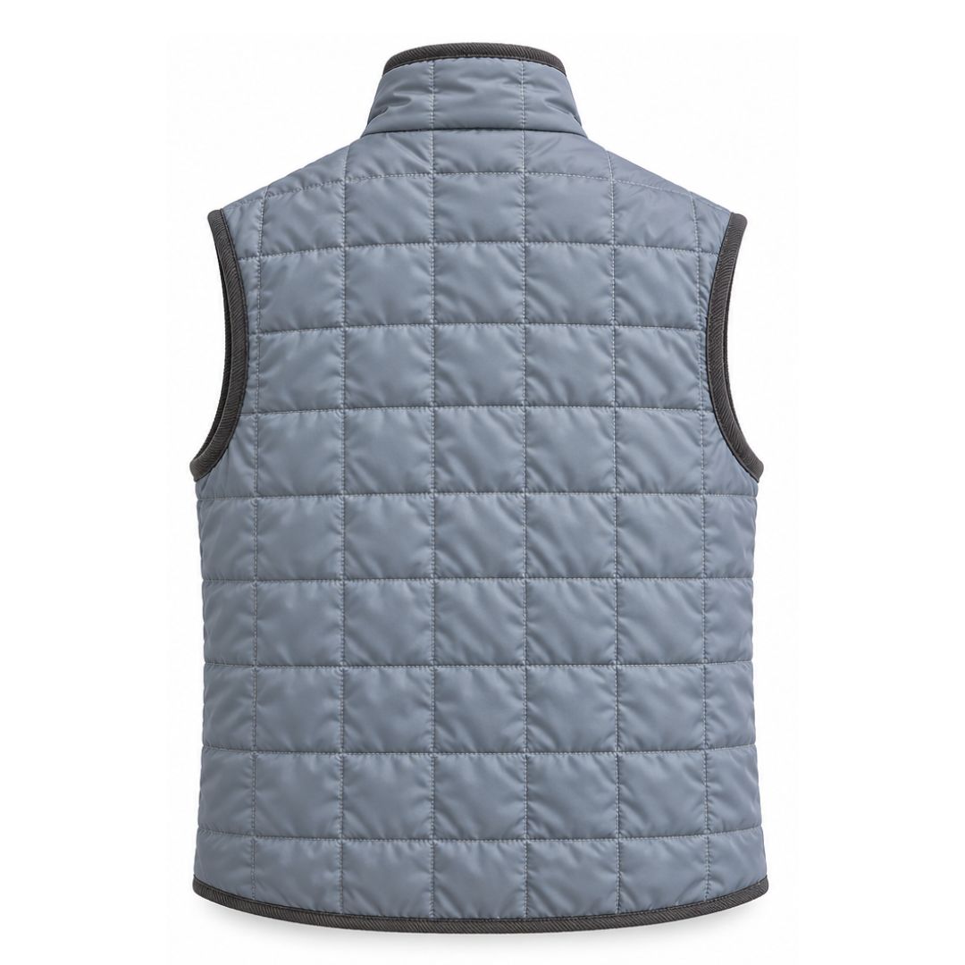 Box Quilt Vest, Silver