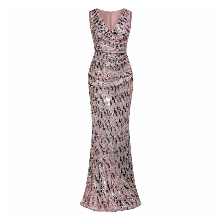 Sleeveless Gown with Pink Marbled Paillettes