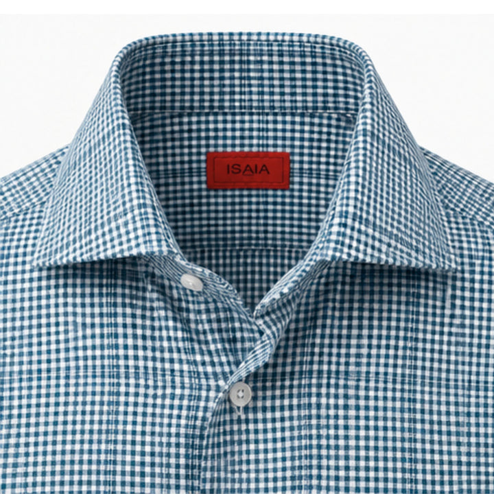 Sport Shirt in Turquoise Gingham/Window Pane Check