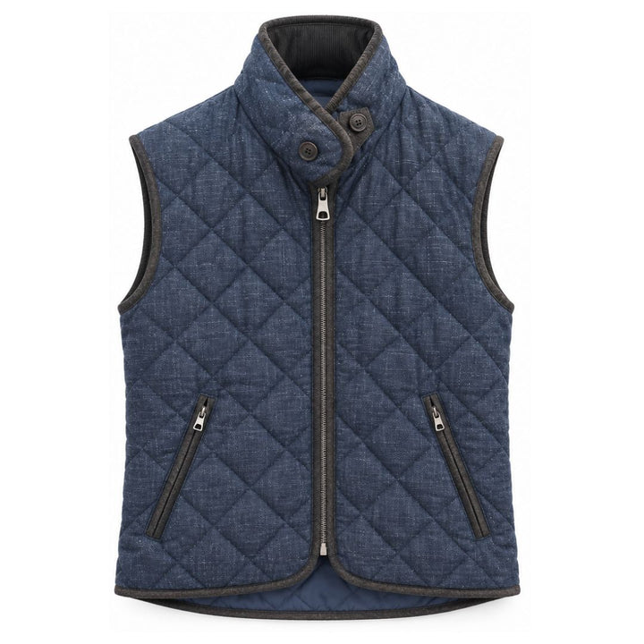 Box Quilt Vest, Navy