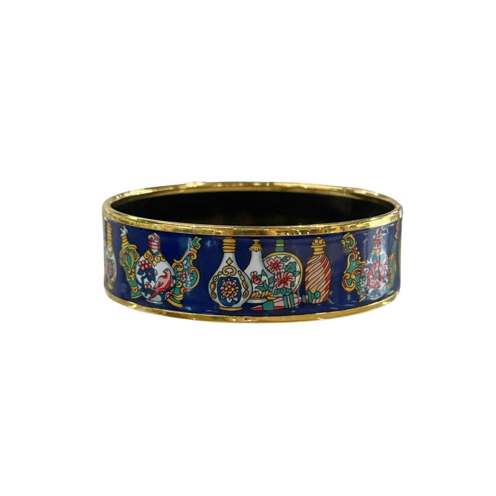 Hermès Wide Enamel Bangle in Blue