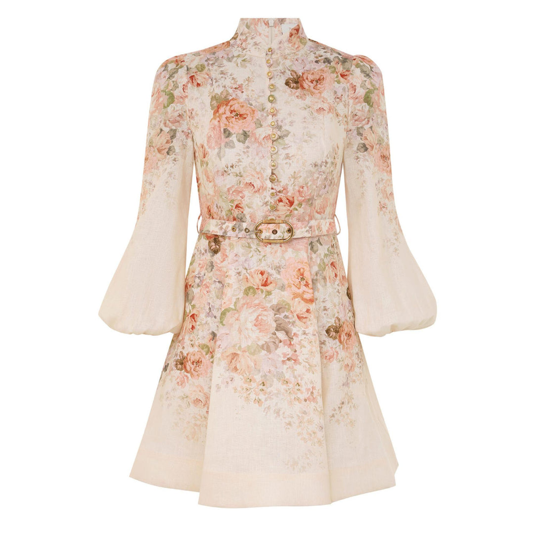 Illustration Buttoned Midi - Cream Rococo Floral