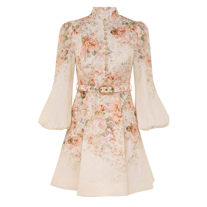 Illustration Buttoned Midi - Cream Rococo Floral