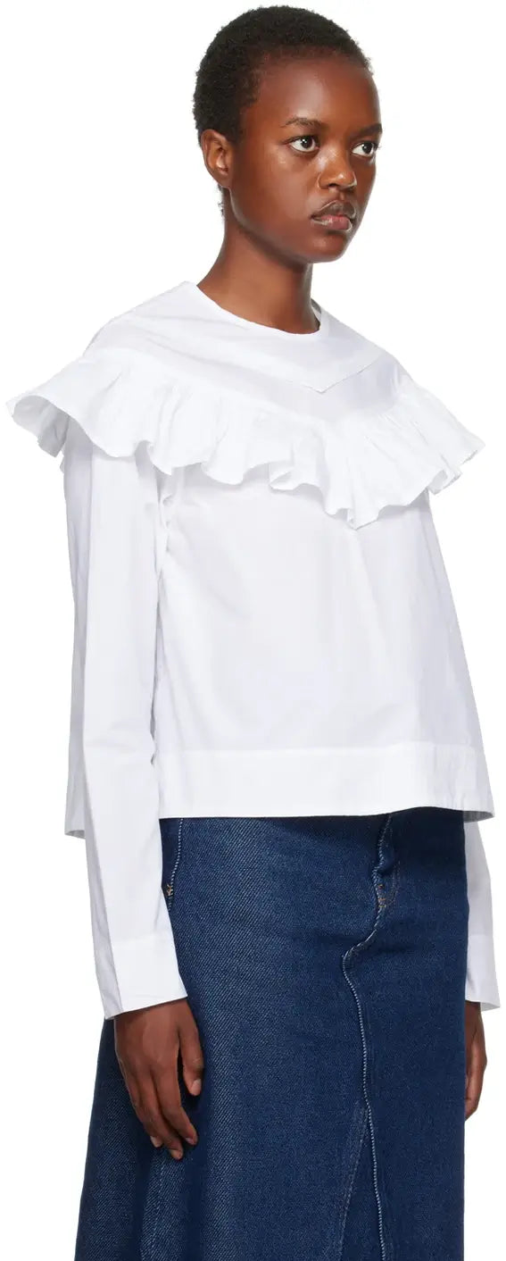 Cotton Poplin Frill Blouse Gwynn s