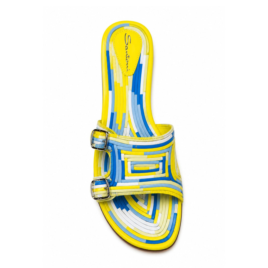 Serpenti Slide Sandal in Light Blue Multi
