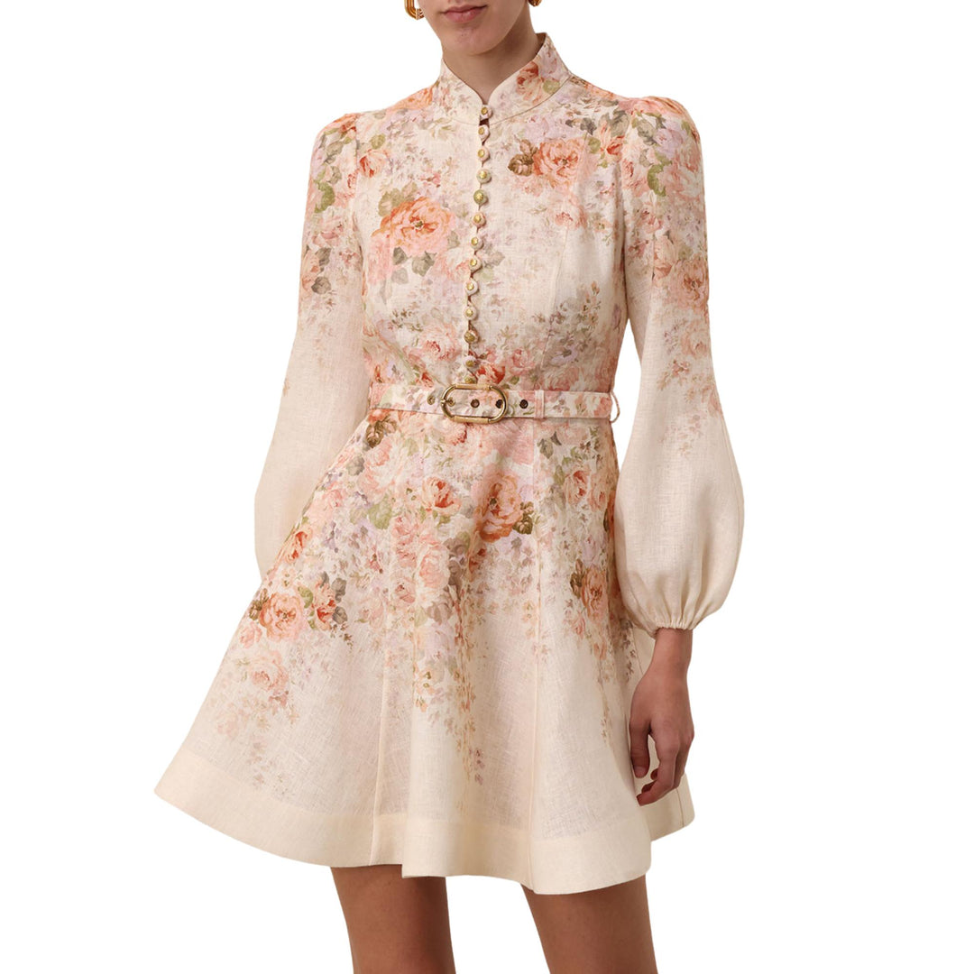Illustration Buttoned Midi - Cream Rococo Floral