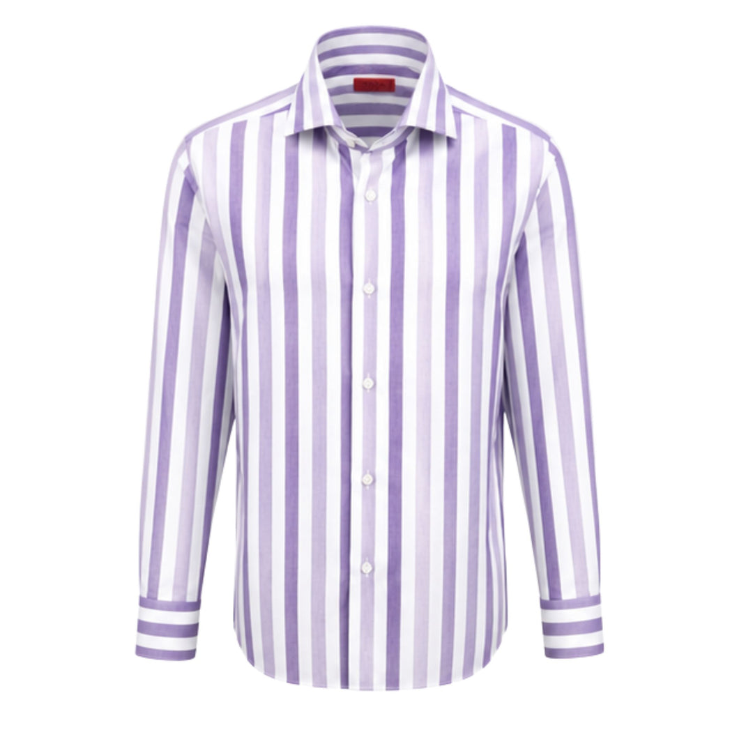 Sport Shirt in Violet and White Stripe