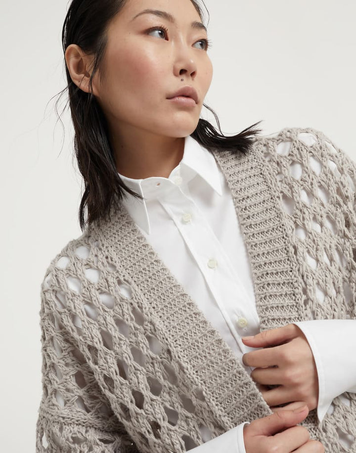 Jute and Cotton Mesh Cardigan