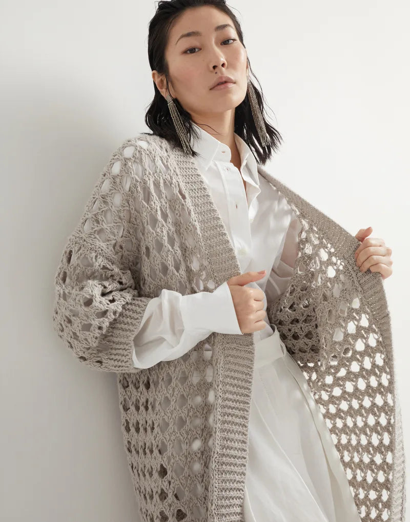 Jute and Cotton Mesh Cardigan