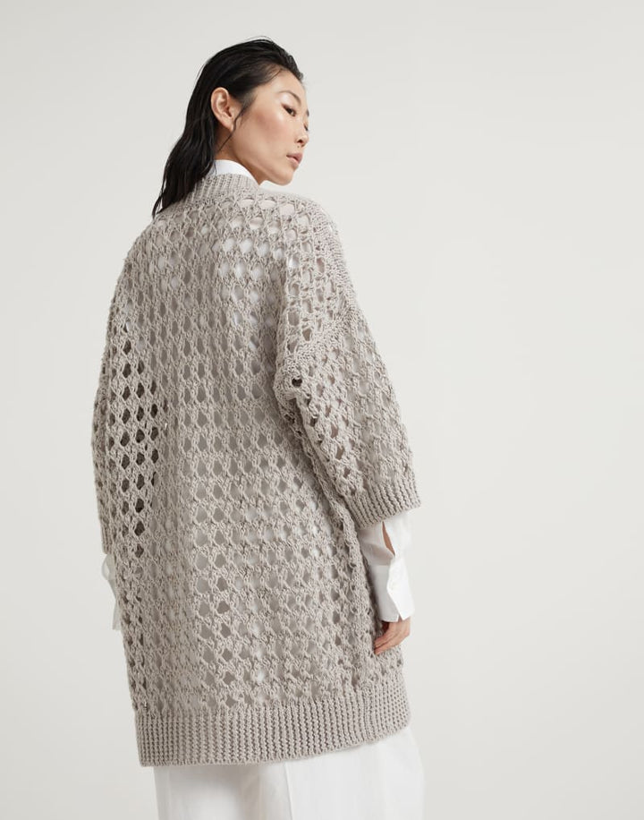 Jute and Cotton Mesh Cardigan
