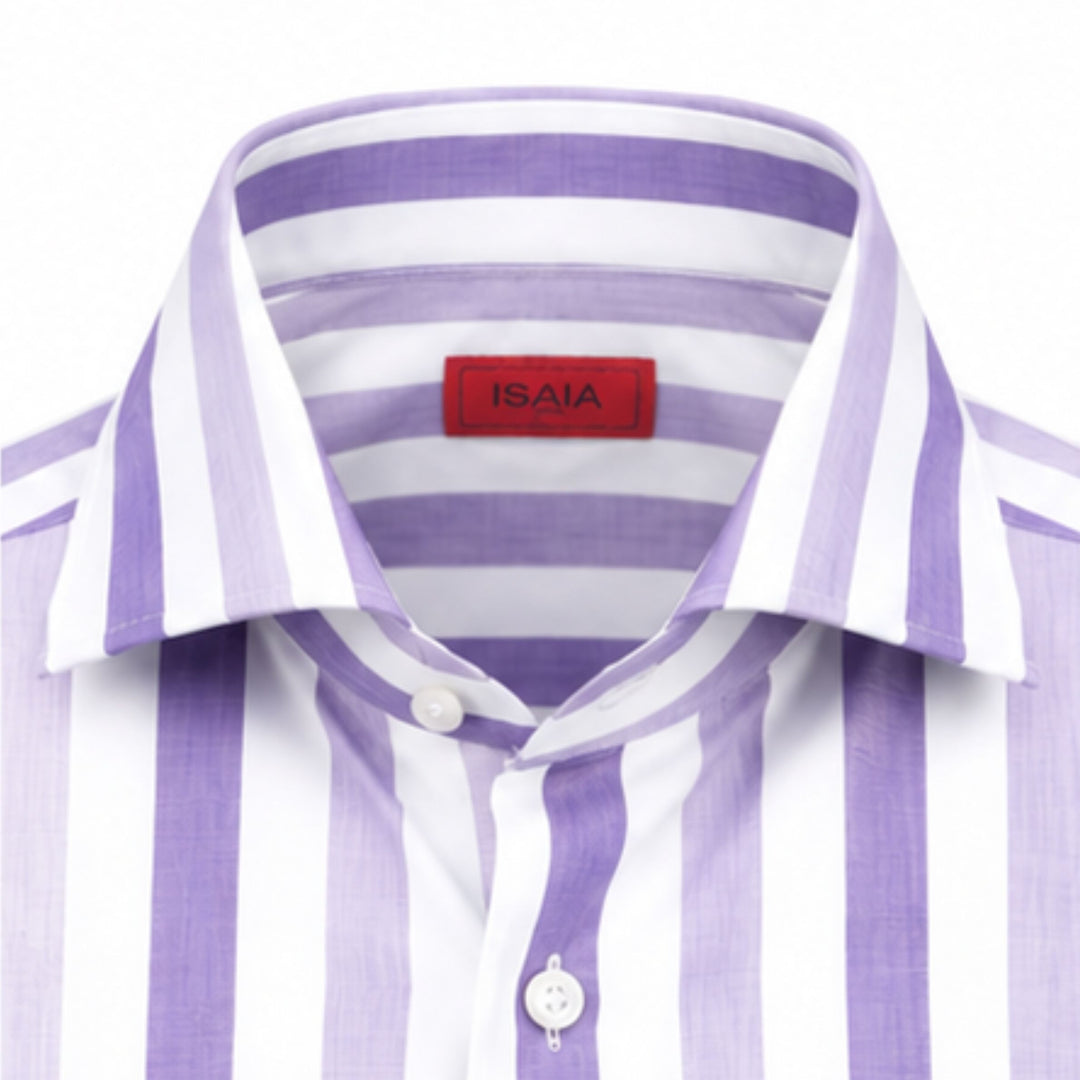 Sport Shirt in Violet and White Stripe