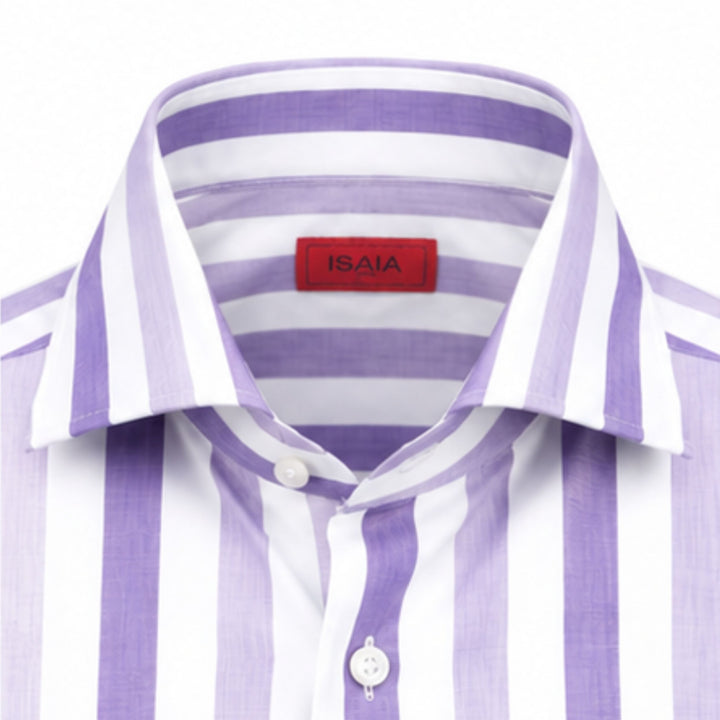 Sport Shirt in Violet and White Stripe
