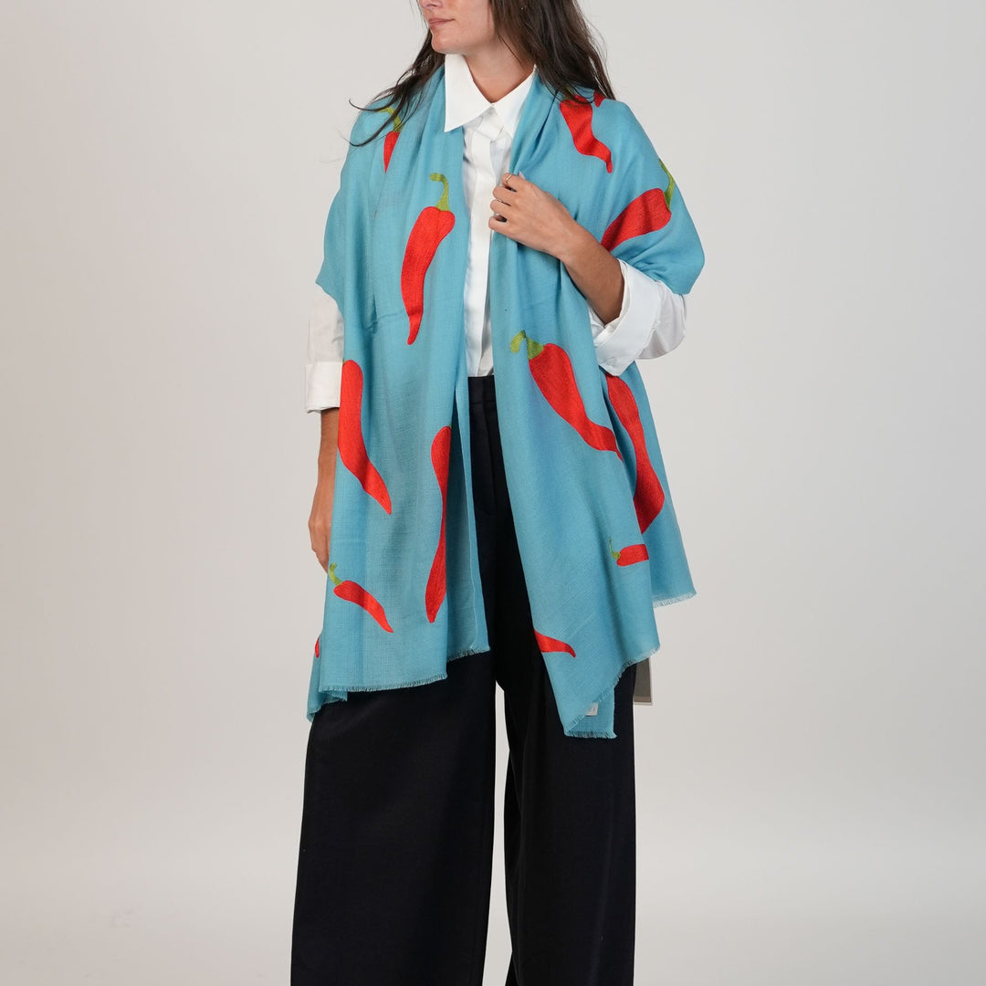 Chili Rouge Embroidered Stole