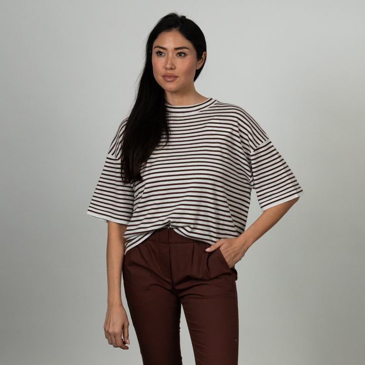 Cashmere Stretch Lurex Contract Stripe T-Shirt
